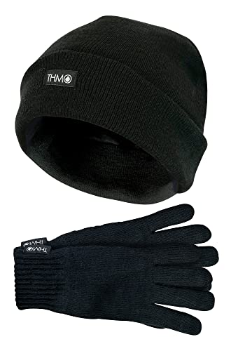 Gants et bonnet pour hiver Thinsulate thermique homme doublés en polaire THMO