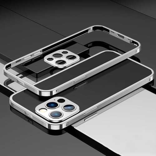 Coque de protection de lentille en métal de luxe pour iPhone 14 Pro Max et 13 en aluminium argent