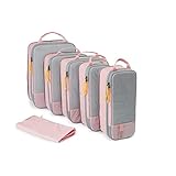 [BAGSMART]バッグスマート トラベルポーチ 旅行用ポーチ 圧縮バッグ 便利旅行圧縮バッグ 衣類スペース節約 スーツケース整理 軽量 衣類圧縮 大容量 おしゃれ 出張 旅行 トラベル アウトドア 6点セット レディース