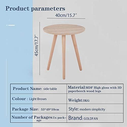 GOLDFAN Small Round Side Table Wooden Coffee Sofa End Tables Retro Bedside Tables for Living Room Bedroom,Natural