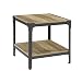 WE Furniture Angle Iron Wood End Tables in Rustic Oak - Set of 2