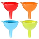 4 Pack Kitchen Silicone Funnel, Kitchen Funnel Set, Canning Silicone Funnels, Wide Mouth Canning Funnels for Jars Bottles, Liquid Oil Transfer, Multi Color