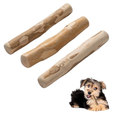 Arvoni 3 Piezas Mordedores Naturales para Perros, Madera de Café para Perros, Mordedor Perro Resistente Saludable y Duradero, Alivia la Ansiedad y Elimina el Sarro
