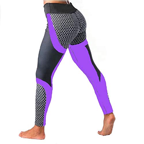 Ducomi MEG Leggins Push Up para Mujeres - Adelgaza y Empuja Hacia Arriba Cintura Alta en las Nalgas para las Curvas Sensacionales Silhouette Slender - Leggings para Yoga y Pilates (Morado, L)