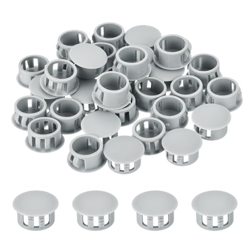 Image of MECCANIXITY 64PCS 15mm(9 /16 inch) Light Gray Plastic Hole Plugs, Flush Type Panel Hole Plugs Insert End Caps for Locking Hole Tubes Furniture Cabinet