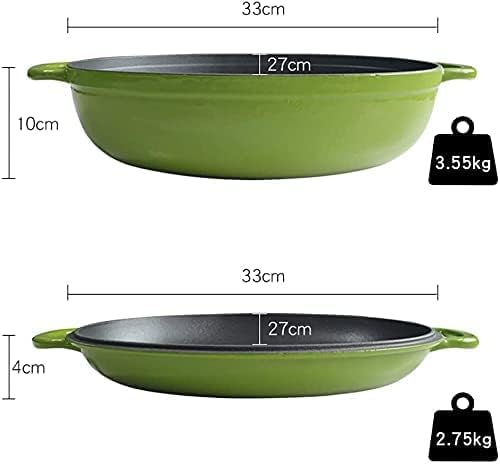 Miniatura 3 de LSHAOBO Olla ovalada de hierro fundido, olla multiusos de hierro fundido, olla de doble uso, olla de suplemento alimenticio, olla de gas, cocina de