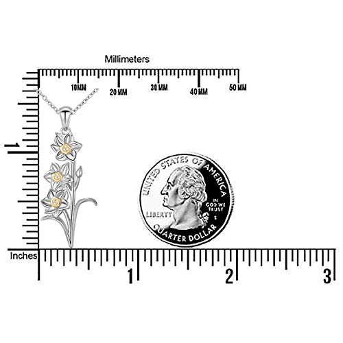 Sterling Silver Daffodil Narcissus Flower Pendant Necklace 18" #TOP6