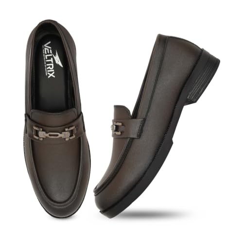 Image of VELTRIX Men's Premium Patent Leather Finish Formal Loafers | Horsebit Buckle Slip-On Shoes | Comfortable Office, Party, Wedding & Business Dress Shoes Aldo Plain Softy