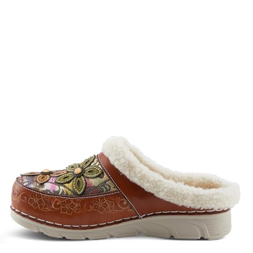Spring Step L'Artiste Honestela Open-Back Clogs | Embossed Leather & Tapestry Slip-Ons with Sherpa Lining2