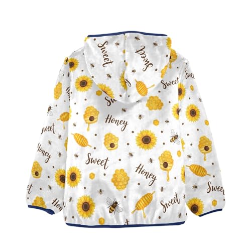 CHIFIGNO Honeycombs Sunflowers Boys Winter Jacket, Boys Fleece Zip up Jacket Warm for Fall Winter Spring 3T2