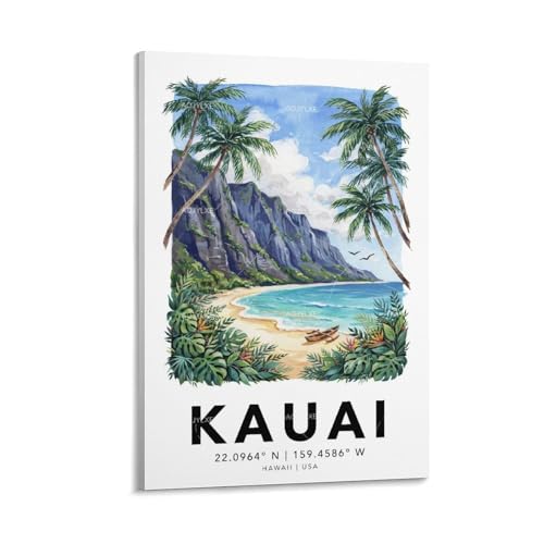 Poster de voyage Kaua'i impression de peinture paysage urbain 40x60 cm