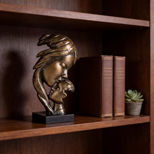 Estatua Abstracta Madre Besando a Hijo en Resina Bronce miniatura 3