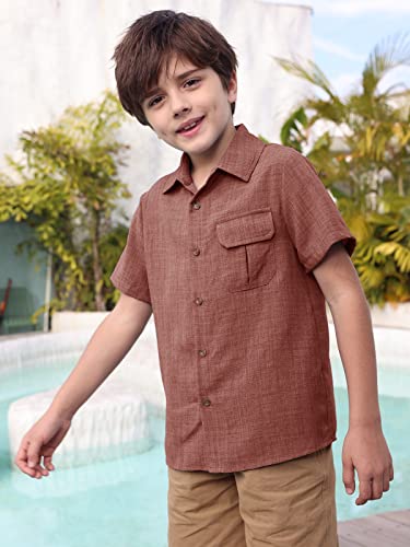 Inorin Kids Toddler Boys Casual Short Sleeves Button Down Dress Shirt Linen Design Collared Beach Shirts #TOP2