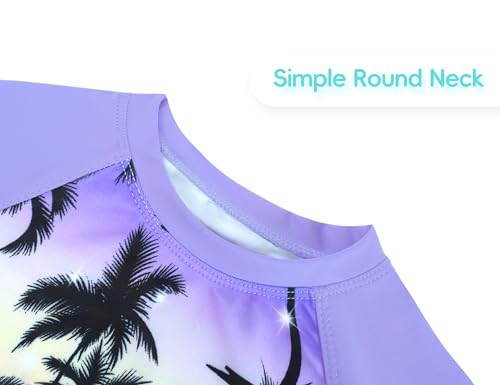Image of Girls Swimsuit Long Sleeve Rush Guard Bathing Suit Swimwear with Bikini Bottom Sun Protection
