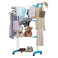 Youyijia Clothes Drying Rack 4 Tier Foldable Clothes Hanger 181 x 73 x 50cm Removable Heavy Duty Garment Laundry Racks with Casters for Outdoor Indoor