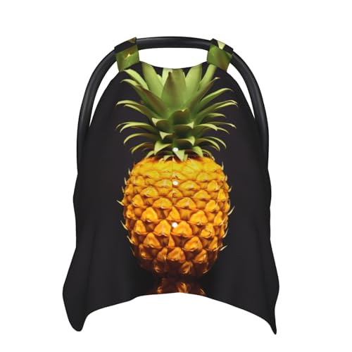 Baby Car Seat Canopy Cover for Mom, Soft Breathable Nursing Breastfeeding Covers Multi Use Stroller Sun Shade Newborn Shower Gift，Yellow Pineapple