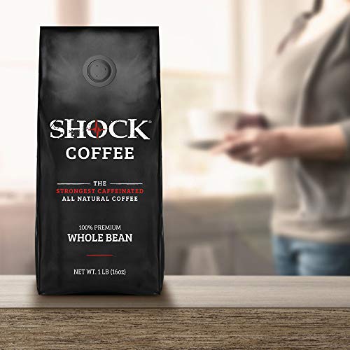 Shock Coffee Whole Bean. The Strongest Caffeinated All Natural Coffee, Up To 50% More Caffeine Than Regular Coffee, 1 Pound #TOP6