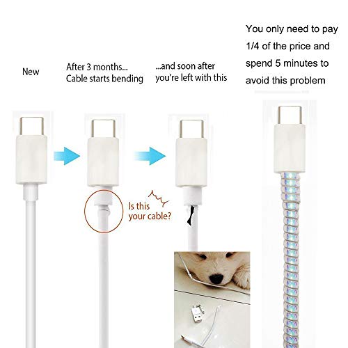 Image of Cable Protector Animal Proof Wire Repair, Cord Protector for Pets Headphone Saver Spiral Cable Wrap Strain Relief, Cord Sleeve for Phone Cable USB Date Cable, 60 inches, 2 pcs, Black