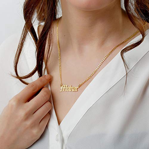 EVER2000 Custom Name Necklace, 18K Gold Plated Nameplate Personalized Jewelry Gift for Women2