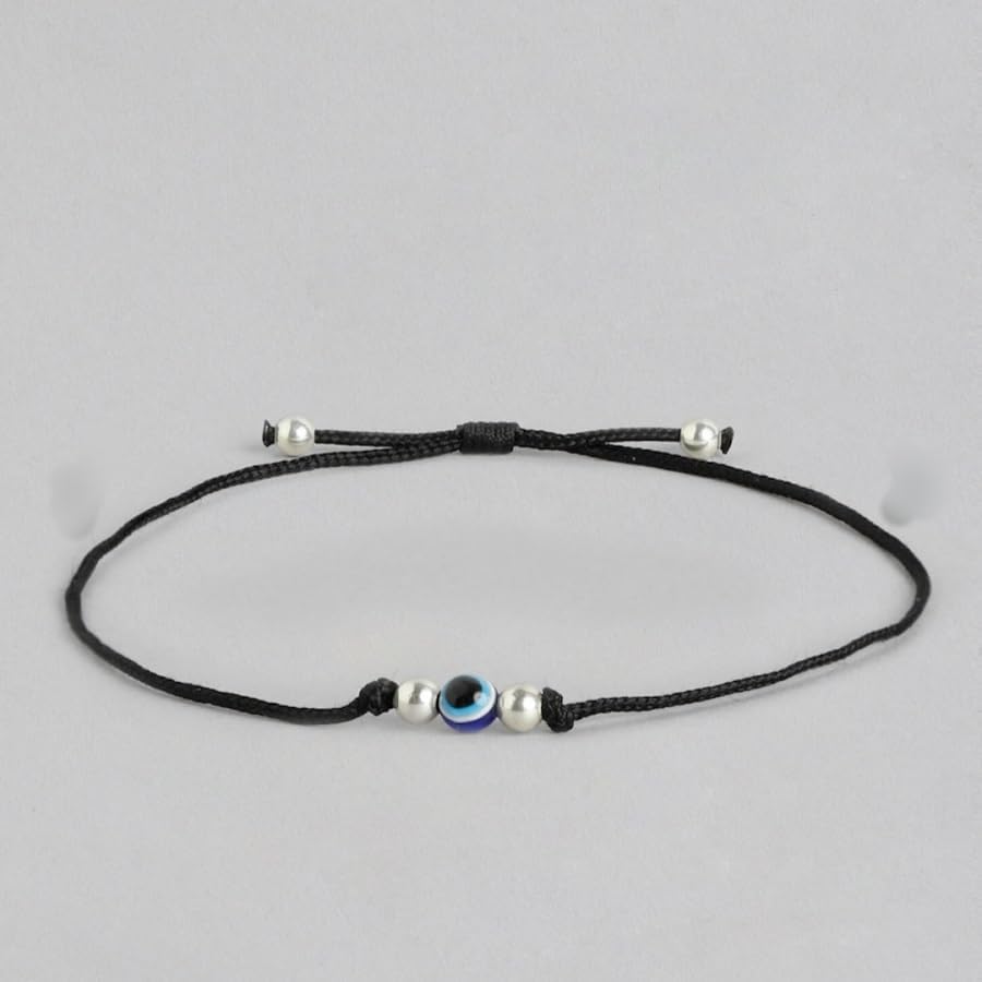 Image of Black Thread Anklet With Silver 2 Balls and Evil Eye Anklet | Simple Anklet For Women and Girls.