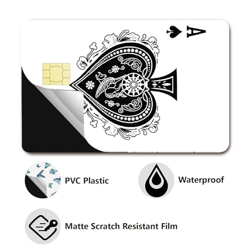 CREATCABIN Spade A Card Stickers Skin Playing Ace Card Cover Waterproof Bank Transportation Key Debit Credit Card Skin Decals Protecting Personalizing Card Sticker No Bubble for Card Decor 7.3x5.4Inch - Image 3