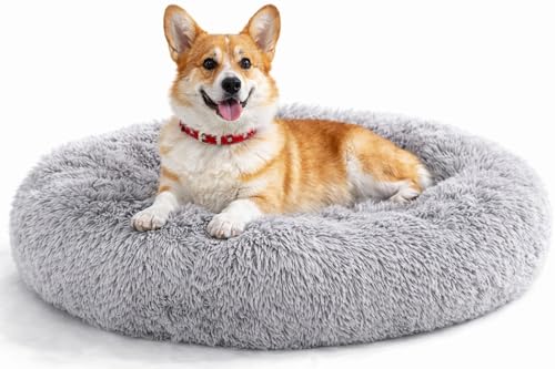 Image of ZEXSAZONE Round Donut Pet Bed Summer - Soft & Washable 2-in-1 Cat Bed, Puppy Bed & Medium Dog Bed | Comfortable Durable Cushion for Cats, Puppies, Labrador, German Shepherd (Grey, Medium)