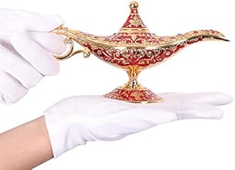 Usany Collectable Rare Legend Aladdin Magic Genie Light Lamp Pot Classic (Golden Red)