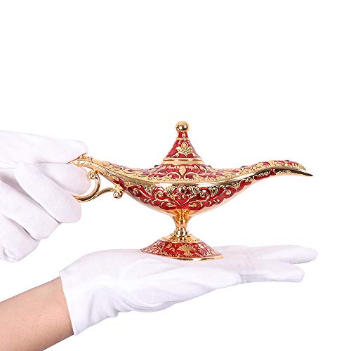 Usany Collectable Rare Legend Aladdin Magic Genie Light Lamp Pot Classic (Golden Red)