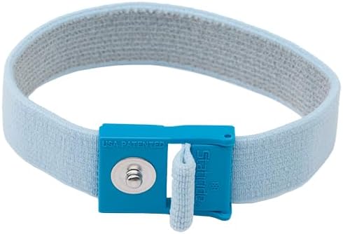 Staticide 8115 Adjustable Premium Hypoallergenic Wrist Strap, Light Blue w/4mm Stud
