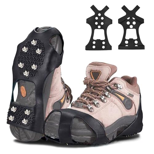 LURNODY Crampones L Se Ajusta A La Talla 40-45 Senderismo Piolet, Nieve, Adecuado para Hielo y Nieve Escalada Espeleología Caminar Actividades Al Aire Libre Zapatos Antideslizantes