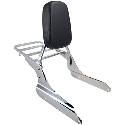 Ambienceo Sissy Bar Backrest Luggage Rack Chrome Rear Seat back Cushion Pad for 1999-2007 Honda Shadow VT600C VLX600 1999 2000 2001 2002 2003 2004 2005 2006 2007 Cover