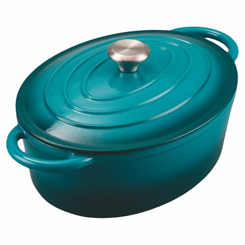 Galileo Casserole ovale avec couvercle 34x26 cm en fonte émaillée, induction, octane Les Cocottes OuiChef