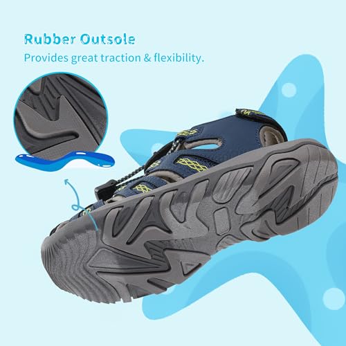 Image of DREAM PAIRS Boys Girls Summer Outdoor Athletic Sport Sandals Walking Water Hiking Hook and Loop Adjustable Multicolor for Toddler /Little /Big Kids