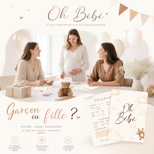 25 Cartes Pronostics Baby shower Motif Ourson Décoration Gender Reveal Révélation Fille Garçon Accessoire Fête Prénatale Cadeau – vue 3