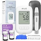 AILE Blood Glucose Test Kit for Diabetes: 100 Glucometer Strips, 100 Lancets, 1 Meter for Home Use Portable Blood Sugar Monitor Testing Kits Diabetics Meter - UK Glucometer (W33)