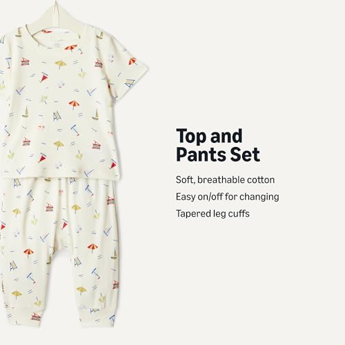 Amazon Essentials X Sofia Grainge Baby Boys' Unisex Baby Pant & Top Set, Ivory Beach, 24 Months - image 3
