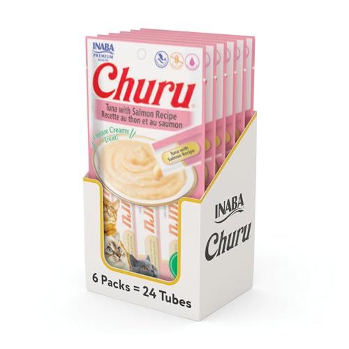 Churu Tuna with Salmon Recipe Lickable Creamy Purée Cat Treats 24 Tubes