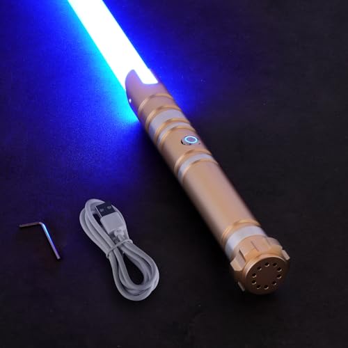 Image of VEVOR Light Sword, Light up Sword with 12 RGB Colors, FX Sound and Realistic Handle, Rechargeable Light Up Toy for Adults and Kids, Christmas Day, Halloween Cosplay, Birthday, Gold