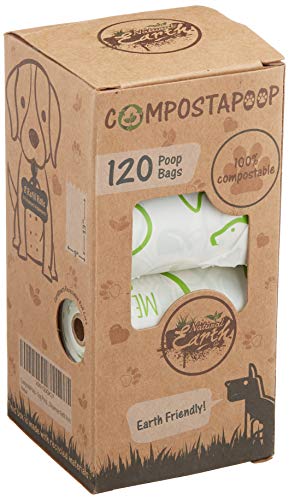 CompostaPoop Biodegradable Dog Poop Bag | Plant-Based Dog Waste Bag | Home Compostable | Dispenser Refill Rolls | Unscented Leak Proof Poo Bags Rated ASTM D6400 | Eco Friendly (120 bags (8 Rolls))
