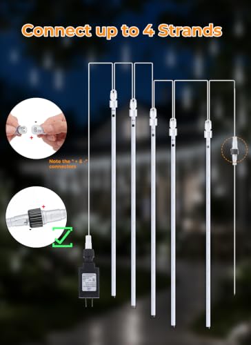 Brightown Christmas Lights Outdoor, 16 Inch 10 Tube 360 LED Icicle Lights | Connectable Meteor Shower Light Outdoor, Hanging Falling Rain Light for Tree Outside Holiday Xmas Decoration, White - image 8