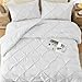 UNIKOME Queen Comforter Set White - Ultra Soft Boho Pintuck Down Alternative Bedding Set for All Seasons, 3 Pieces Lightweight Warm Pinch Pleat Bed Set with Comforter, 2 Pillowcases