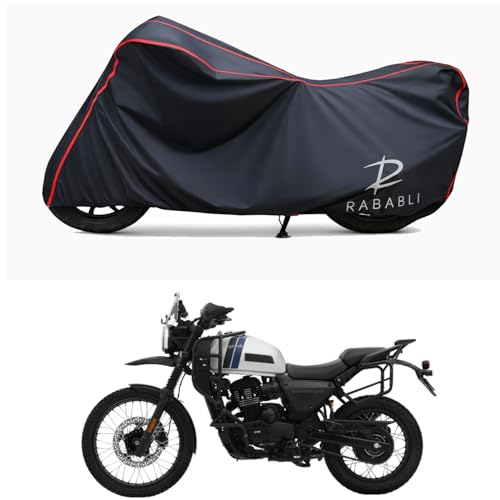 Image of Waterproof Bike Body Cover Compatible for | Yezdi Adventure Slick | Taffeta Fabric, Red Piping Design, Bottom Elastic Fit | Dustproof, Sun UV & Rain Protection for All Bikes