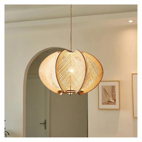 Lustre en bois et corde de chanvre 60cm luminaire suspendu blanc