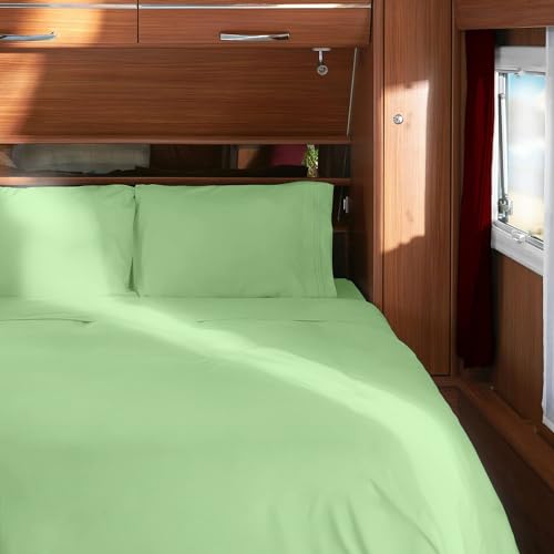 Image of Mellanni RV Short Queen Sheets - 4 PC Iconic Collection Bedding | Hotel Luxury, Extra Soft, Cooling Bed Sheets - Deep Pocket up to 10 inch (RV /Short Queen, Pistachio)