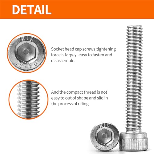 NIULUNBAO M5 x 40mm 45mm 50mm 55mm 60mm Hex Socket Head Cap Screws Bolts 304 Stainless Steel Allen Hex Drive Metric Machine, Fully Threaded, Assortment Kit 30PCS by NIULUNBAO - Image 3