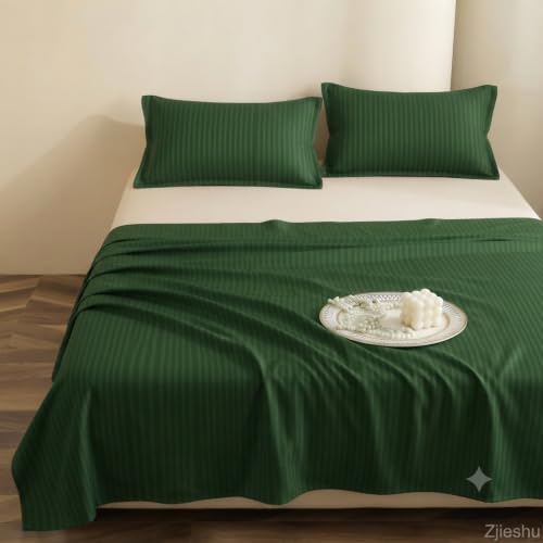 Image of Satin Striped Glace Cotton Double bedsheet with 2 Pillow Cover | Soft & Smooth Finish | Double Bed bedsheet 90 x 90 Inch | Pillow Cover 18 x 28 Inch | Breathable, Fade Resistant