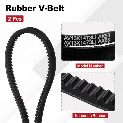 Image of AX58 Belt, Raw Edge Cogged Industrial Rubber EPDM V-Belt, Pack of 2 | 1 /2 inch(13mm) Width x 58 inch(1473mm) Inside Circumference x 5 /16 inch(8mm) Height
