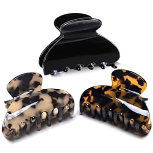 Medium Claw Hair Clips for Ladies Ladies Tortoise Hair Jaw Clips Celluloid Hair Claw Clamps Leopard Print Hair Clasp 3 Pack Mom’s Day Presents
