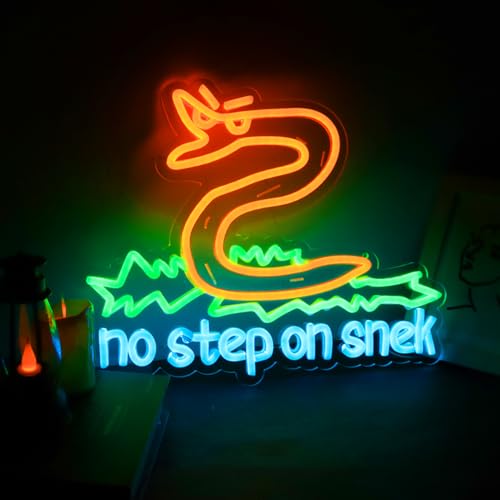 Image of No Step on Snak Neon Sign Funny Man Cave Don't Step on Snek Wall Decor for Room Teen Girls Indoor Outdoor Party Bedroom and College Dorm Wall Decor Neon Gifts