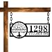 ENFODREAM Custom Hanging Metal Address Sign, Personalized House Number Plaque, Rustic Art Alphabet Style, Medium Size, Steel with Painted Finish